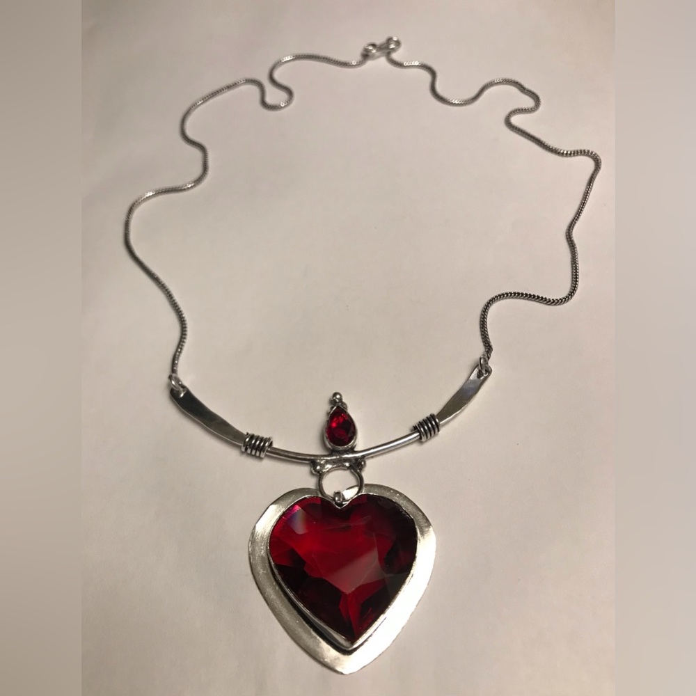 Garnet Stamped 925 Sterling Silver Necklace
